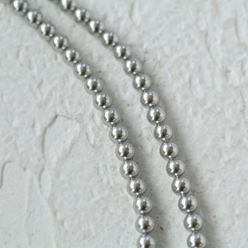 Swarovski Grey 6mm Long Pearls Necklace - floysun