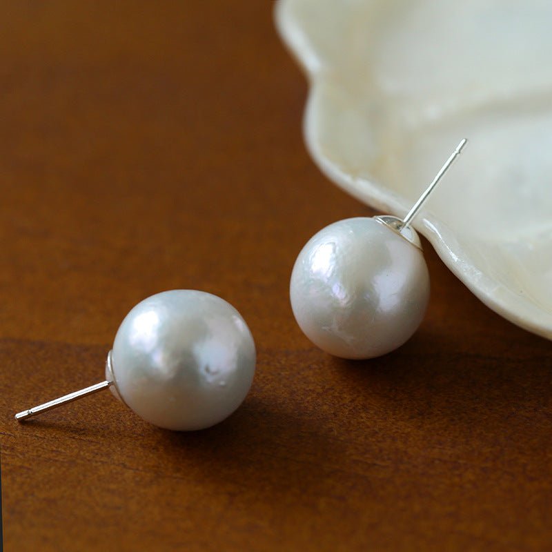 Textured Wrinkled Baroque Pearls Studs Earrings - floysun