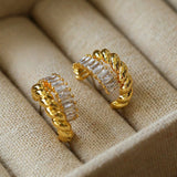 Thread Twist Cubic Zirconia Earrings