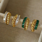 Thread Twist Cubic Zirconia Earrings