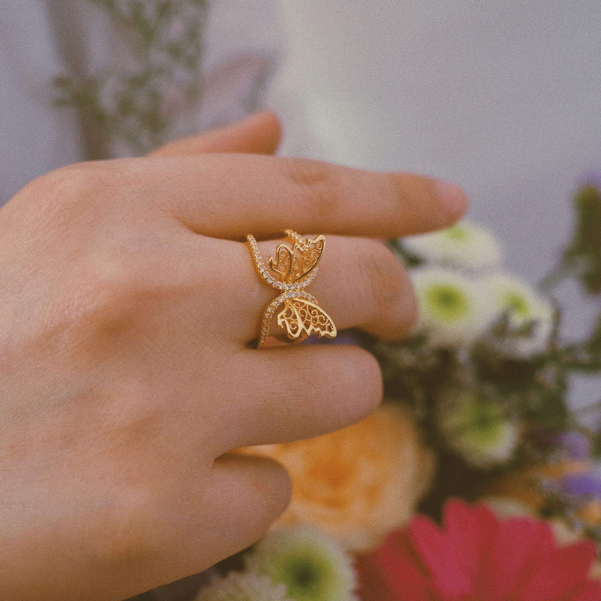 Three-dimensional Butterfly Double Layer Ring - floysun