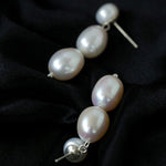Three Freshwater Pearl Drop Earrings - floysun