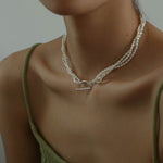 Three Layers Ot Buckle Pearl Necklace - floysun