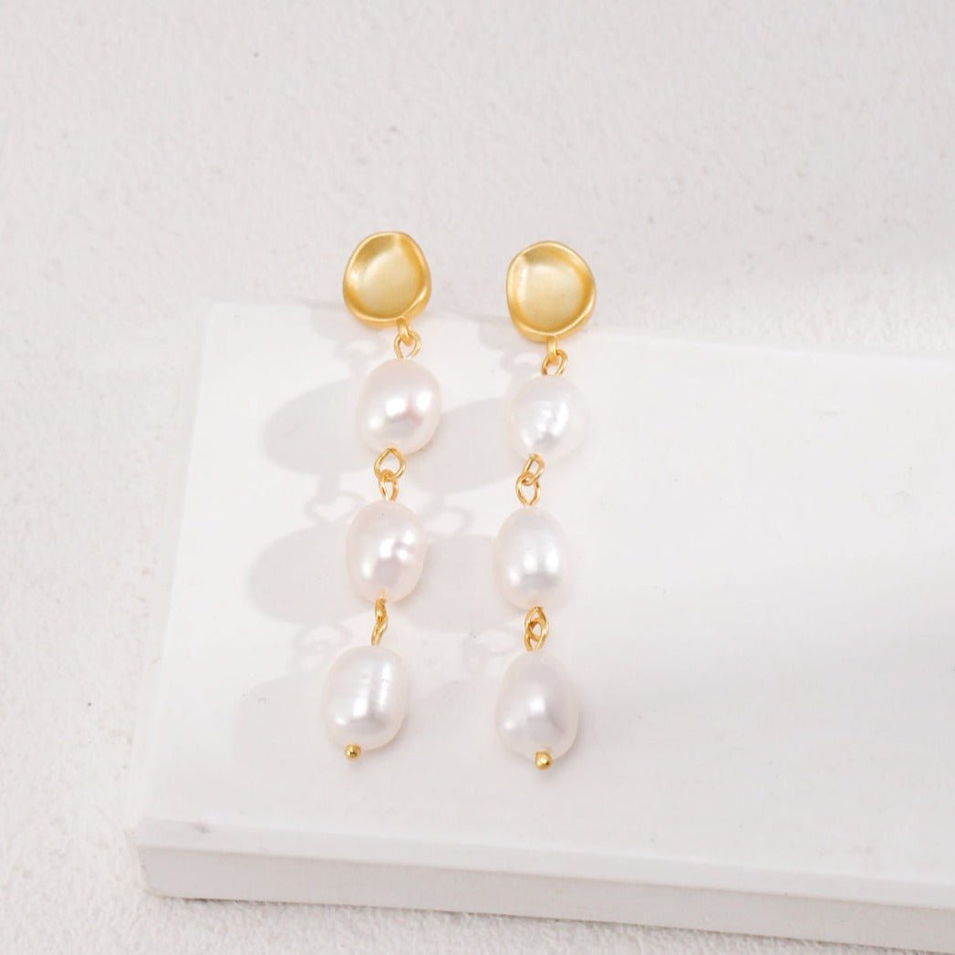 Three Special-shaped Baroque Pearls Long Earrings - floysun