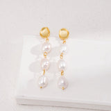 Three Special-shaped Baroque Pearls Long Earrings - floysun