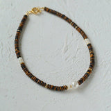 Tiger Eye Disc Beaded Necklace - floysun