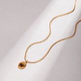 Tiger Eye Stone Black Onyx Snake Chain Necklace - floysun