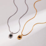 Tiger Eye Stone Black Onyx Snake Chain Necklace - floysun