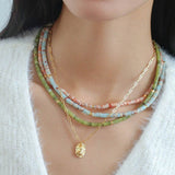 Trendy Rainbow Blue Beaded Necklace