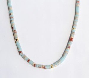 Trendy Rainbow Blue Beaded Necklace