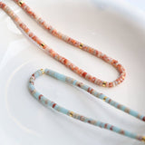 Trendy Rainbow Blue Beaded Necklace