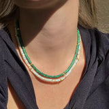 Trendy Rainbow Green  Beaded Necklace