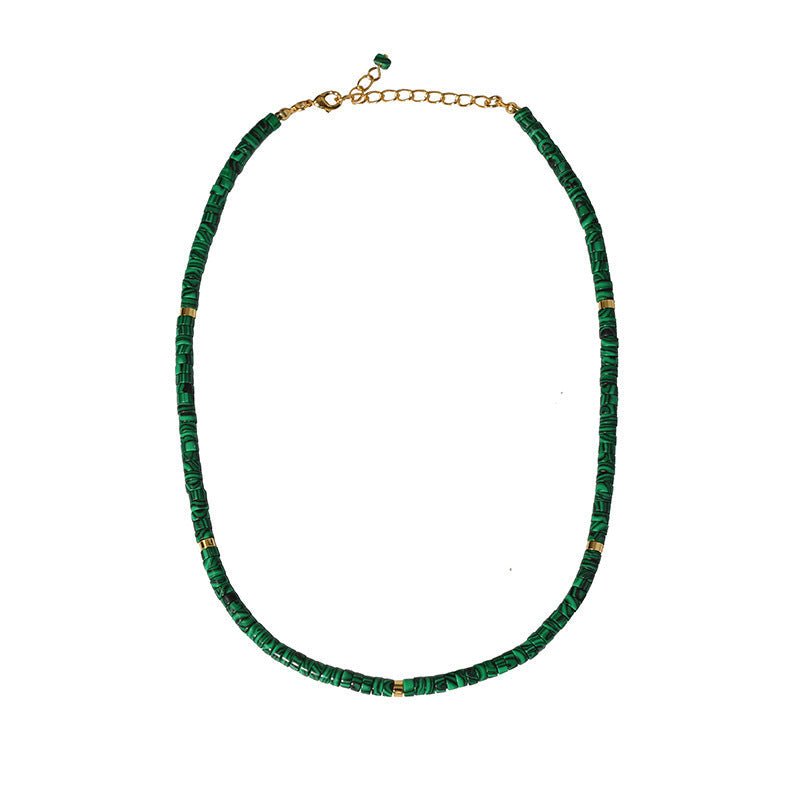 Trendy Rainbow Green  Beaded Necklace