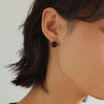 Tricolor Gemstone Elegance: Black Onyx, Green Onyx,Red Onyx, White Crystal Ear Studs - floysun