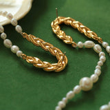 Twisted U-shaped Baroque Pearl Earrings - floysun