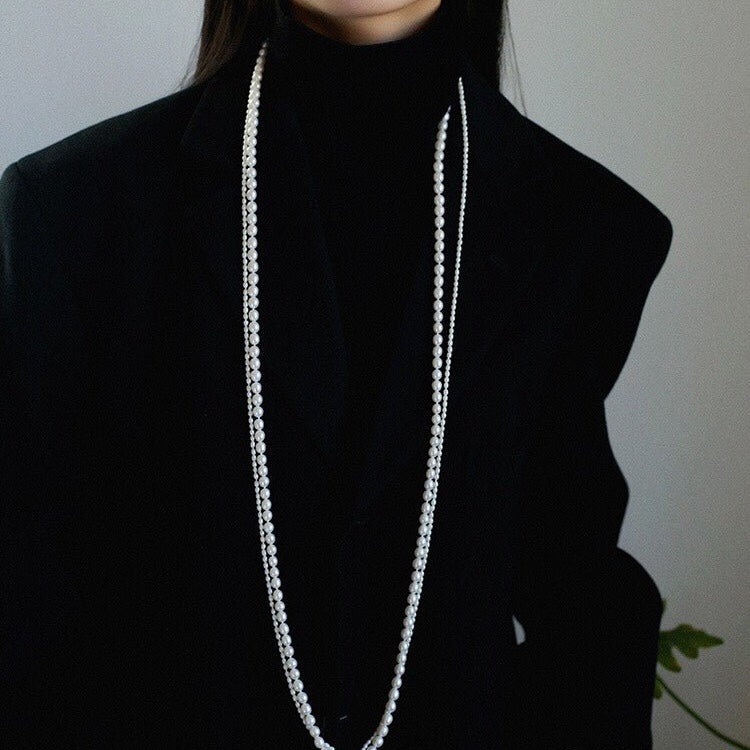 Two-layer Large and Small Pearl Long Necklaces - floysun