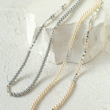 Ultra-Minimalist Silver Shard Mini Pearl Necklace - floysun