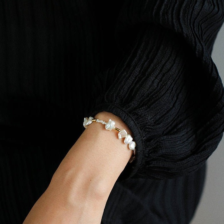 Versatile Splicing Broken Silver Bracelet With Pearl - floysun
