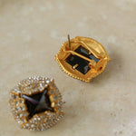 Vintage Black Crystal Square Full Diamond Earrings - floysun