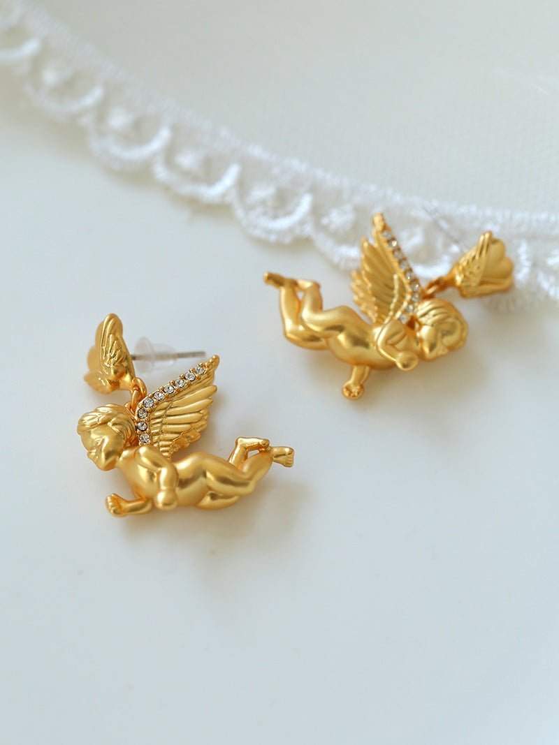 Vintage Elegant Cupid Angel Arrow Earrings - floysun