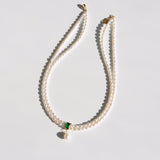 Vintage Emerald Elegance Double Pearl Necklace - floysun