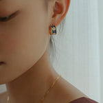 Vintage Enamel Glazed Daisy Flower Earrings - floysun