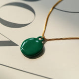 Vintage Enamel Glazed Green Necklace