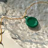 Vintage Enamel Glazed Green Necklace