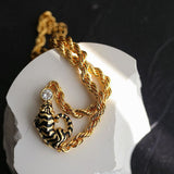 Vintage Enamel Tiger Necklace - floysun