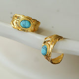 Vintage Feather Turquoise Earrings - floysun