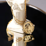 Vintage Figure Relief Gold Coin Chain Necklace - floysun