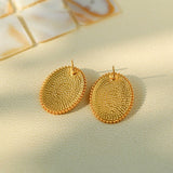 Vintage Frosted Oval Rose Gold Coin Earrings - floysun
