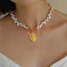 Vintage Goddess Pendant Baroque Pearl Necklace - floysun