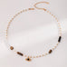 Vintage Gold Pearl Tiger Eye Beaded Necklace with Eye Pendant - floysun