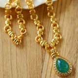 Vintage Green Crystal Chain Necklace - floysun