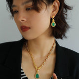 Vintage Green Crystal Earrings - floysun