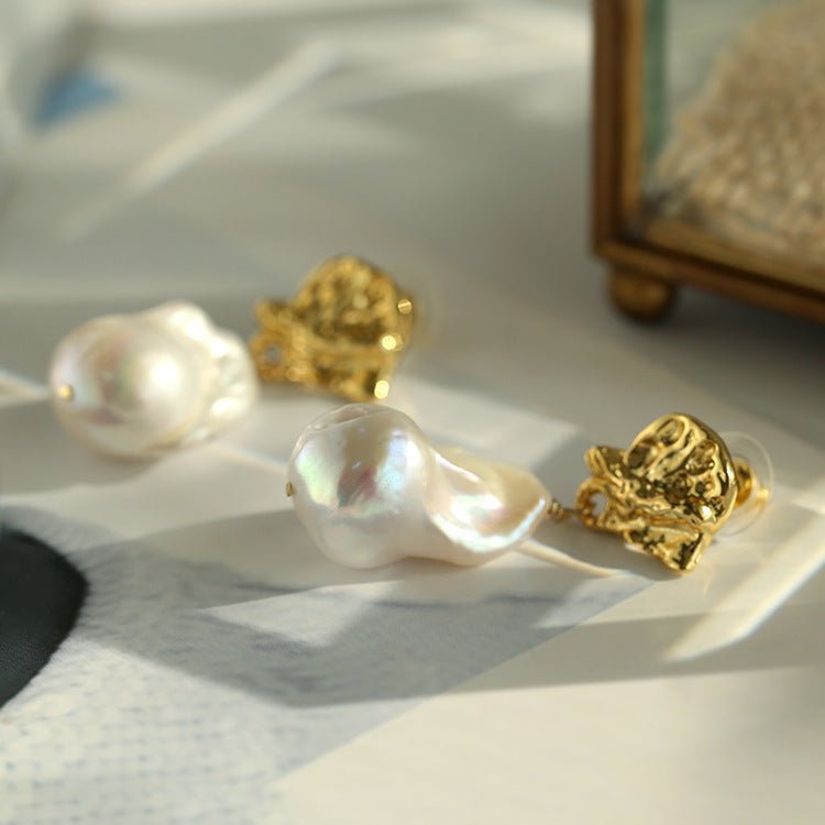 Vintage Lava Baroque Pearl Drop Earrings - floysun