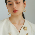 Vintage Pastoral Wheat Ear Black Oynx Pearl Brooch - floysun