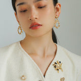 Vintage Pastoral Wheat Ear Black Oynx Pearl Brooch - floysun