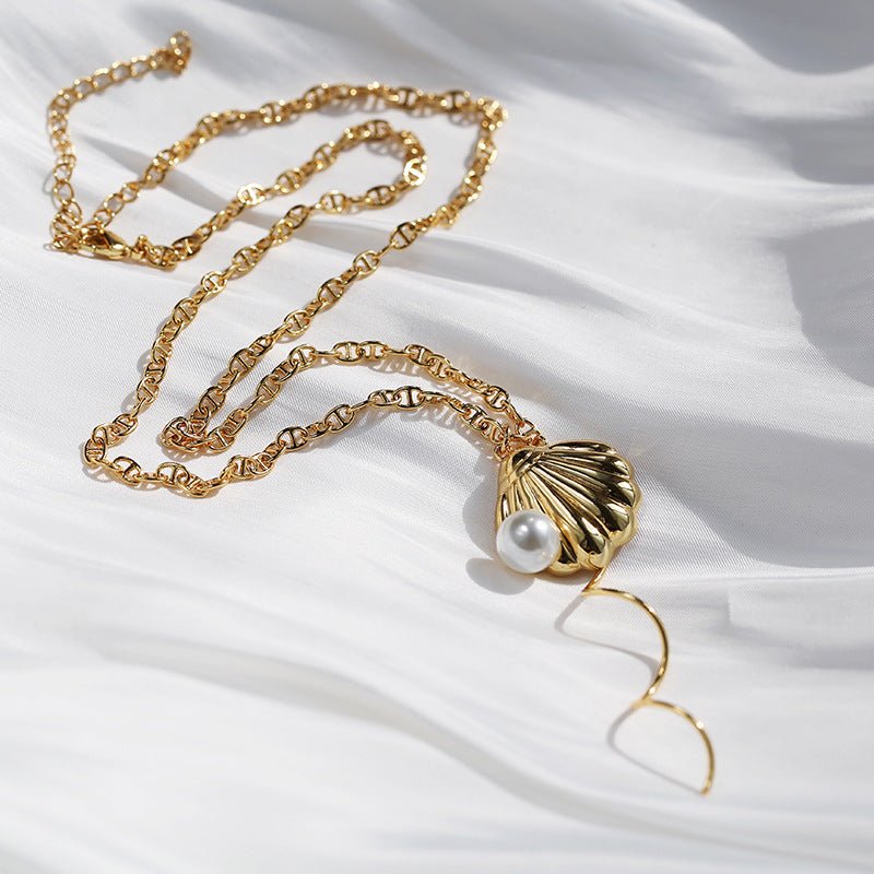 Vintage Personality Metal Shell Pearl Necklace - floysun