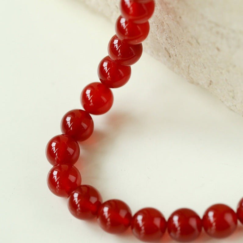 Vintage Red Agate Round Beads Necklace - floysun