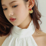Vintage Red Agate Round Earrings