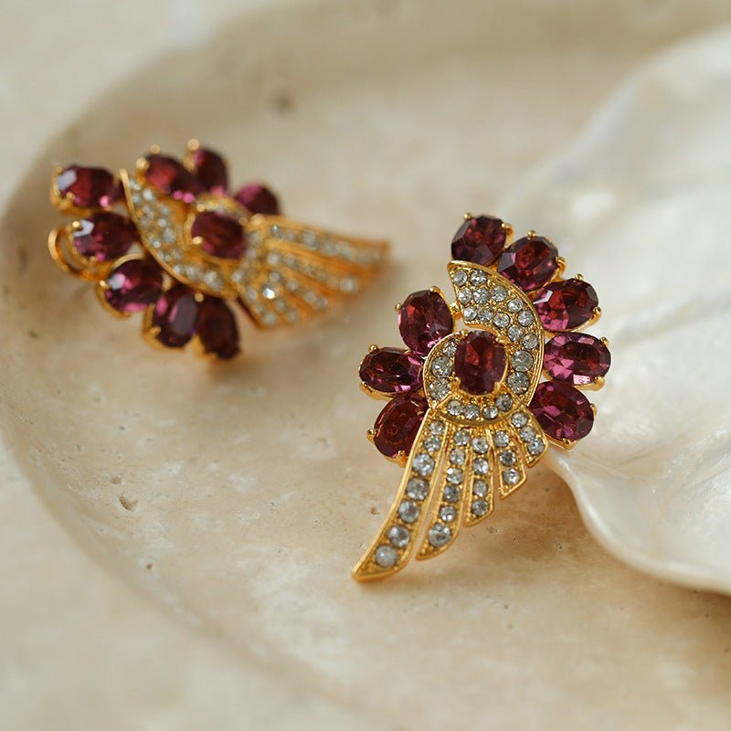 Vintage Red Crystal Zircon Earrings - floysun