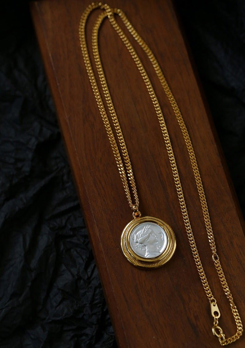 Vintage Silver Figure Coin Chain Necklace - floysun