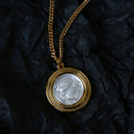 Vintage Silver Figure Coin Chain Necklace - floysun