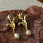 Vintage Tulip Pearl Earrings - floysun