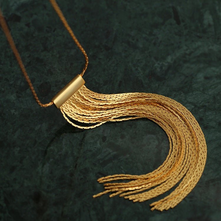 Vintage Wheat Tassel Sweater Necklace - floysun