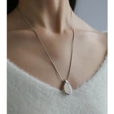 Waterdrop White Agate Red Onyx Long Pendant Necklace - floysun
