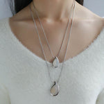 Waterdrop White Agate Red Onyx Long Pendant Necklace - floysun
