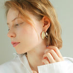 Whipped Cream Texture Enamel Silver Earrings - floysun